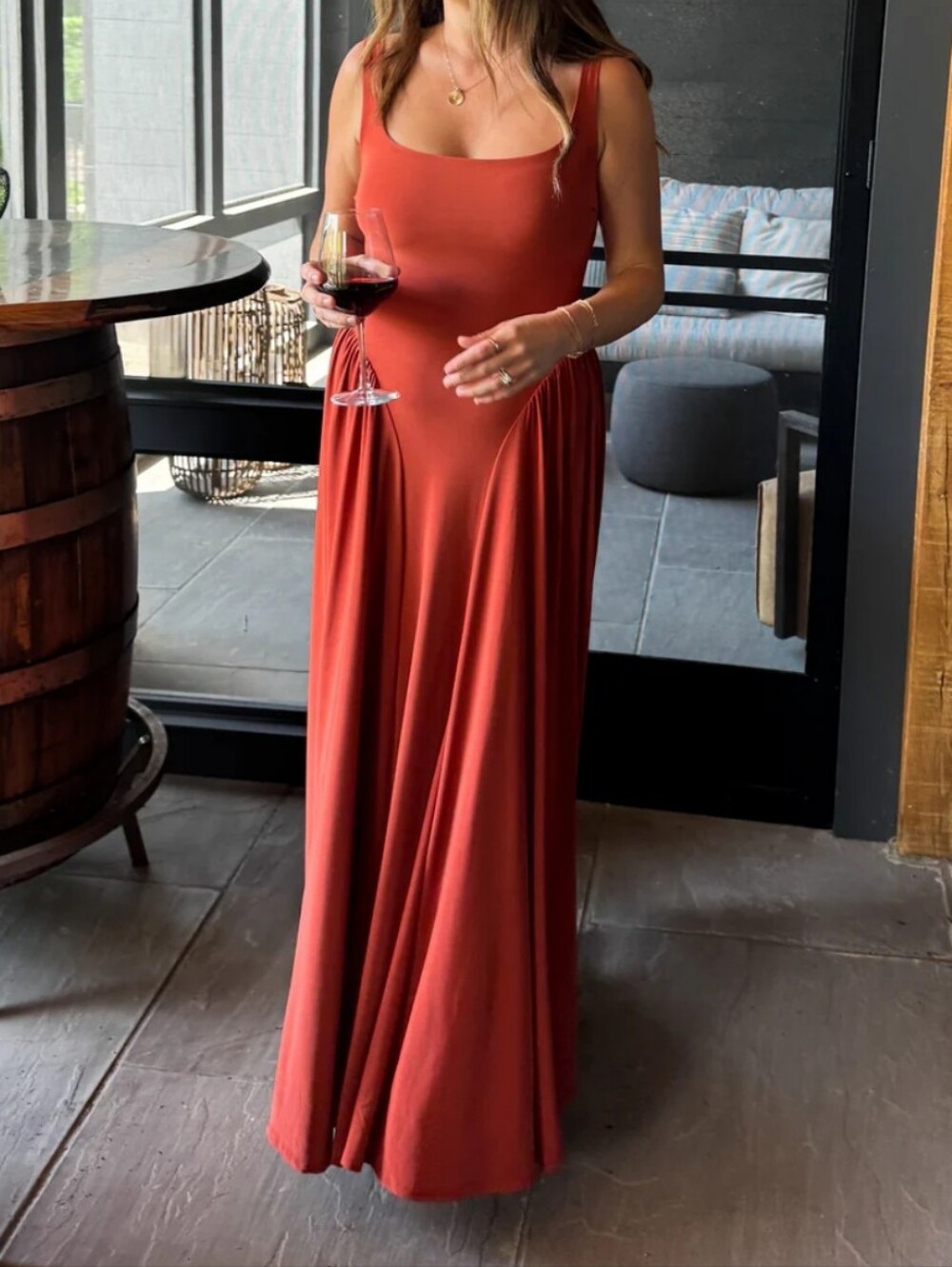 Coco The Shop Rust Draped Maxi Dress Size Small